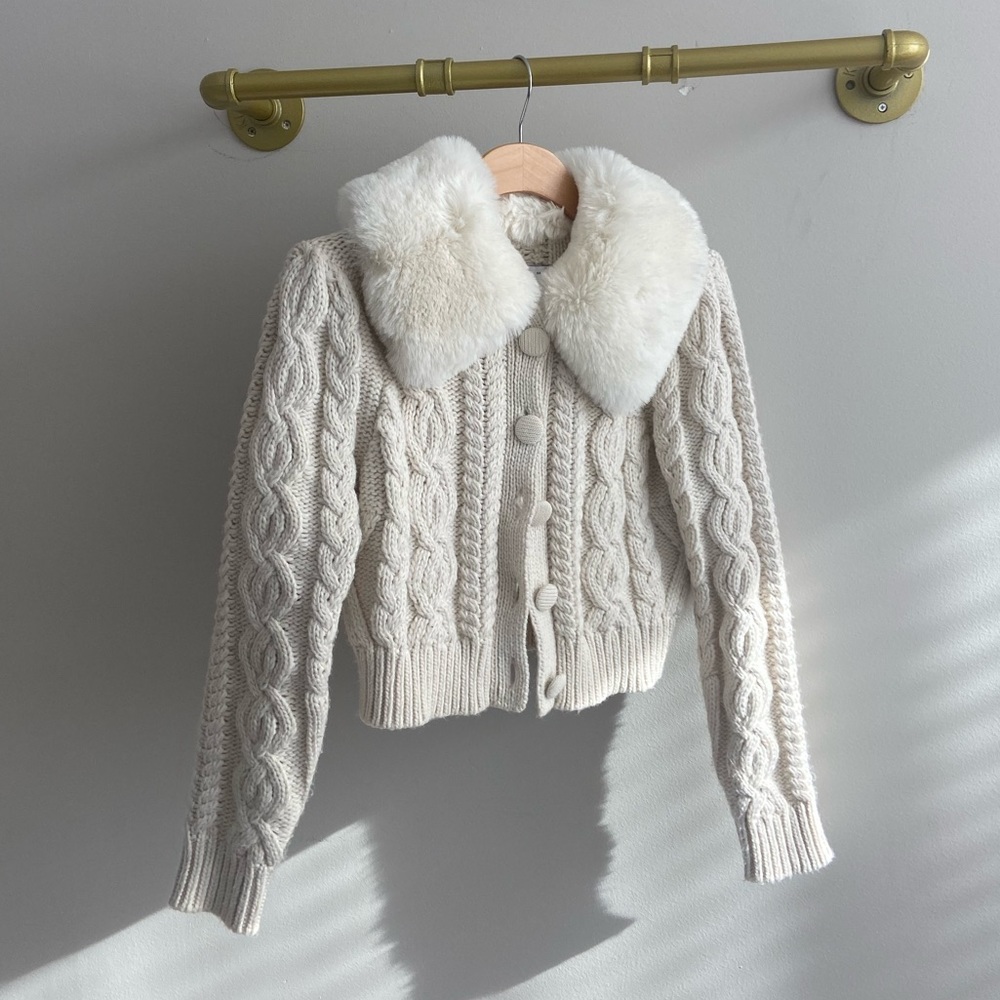 Zara fur trim cardigan